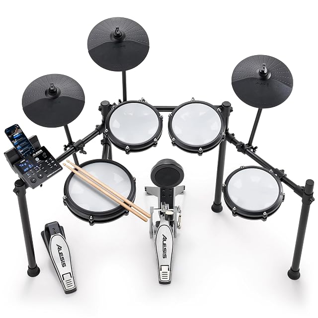 Alesis Nitro Max electronic drum kit with mesh heads and folding rack