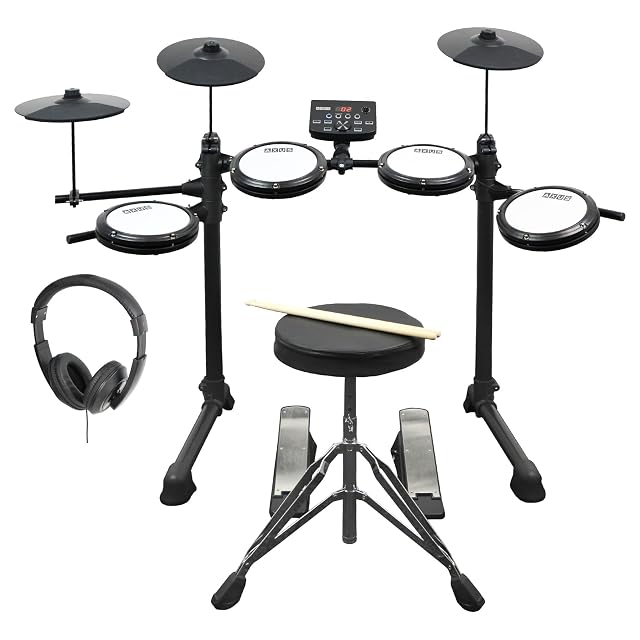 Axus AXK4 electronic drum kit with mesh pads, throne and headphones
