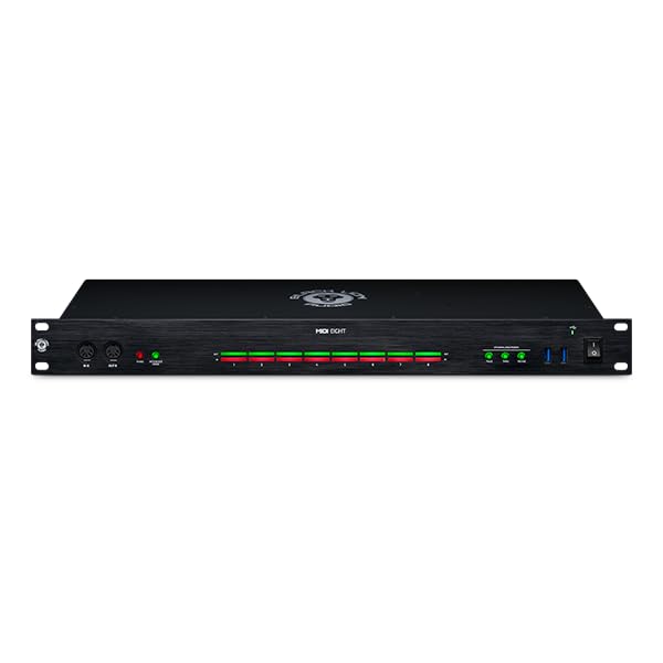 Black Lion Audio MIDI Eight 8x8 MIDI interface, front panel