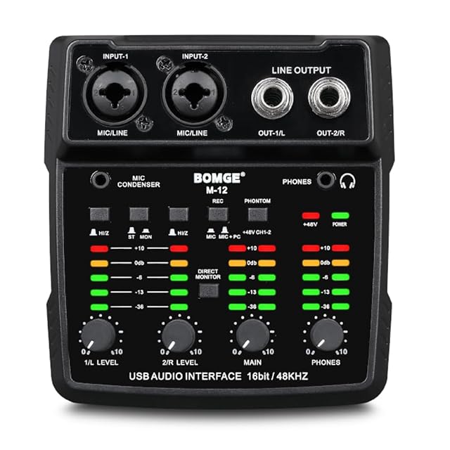 BOMGE M12 USB audio interface and two-channel mixer