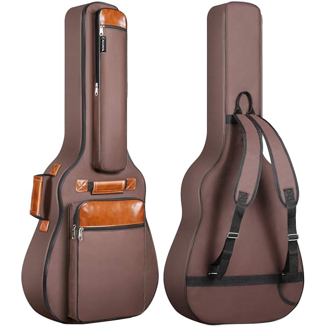 CAHAYA 12 mm padded waterproof acoustic guitar gig bag in brown