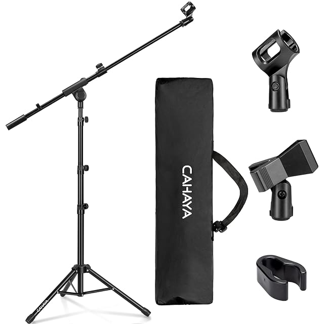 CAHAYA two-in-one microphone floor stand with boom arm