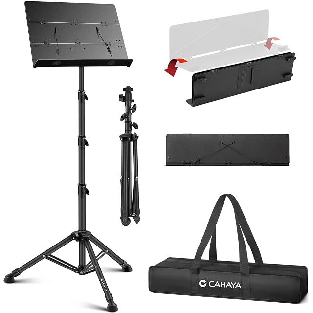 CAHAYA triple-braced metal music stand in matt black
