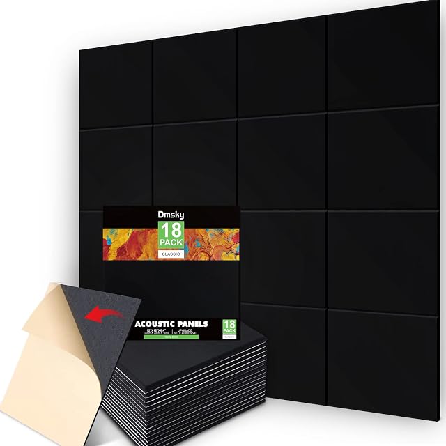 DMSKY black acoustic panels, 18-pack of 12 by 12 inch tiles