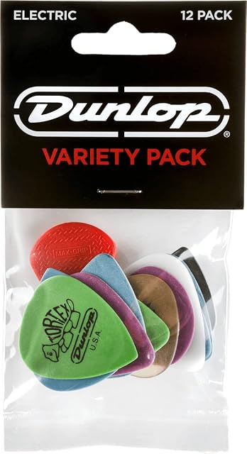 Jim Dunlop variety pack of twelve guitar picks in mixed materials
