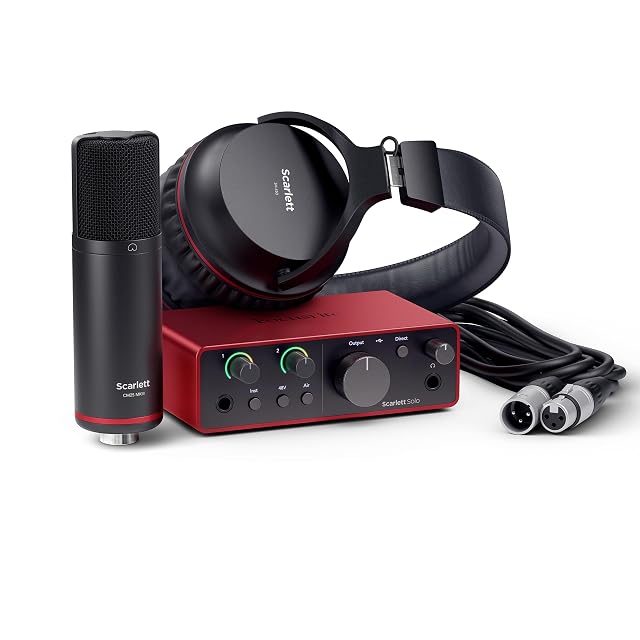 Focusrite Scarlett Solo Studio 4th Gen bundle with microphone and headphones