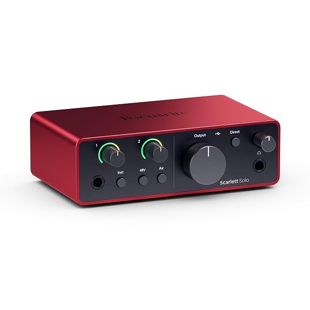 Focusrite Scarlett Solo 4th generation USB-C audio interface in red