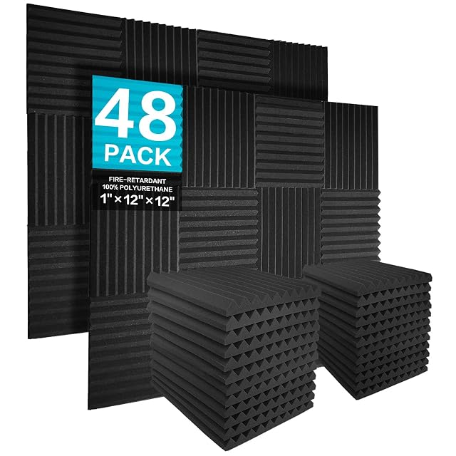 JBER acoustic foam panels, 48 pieces, in a studio corner