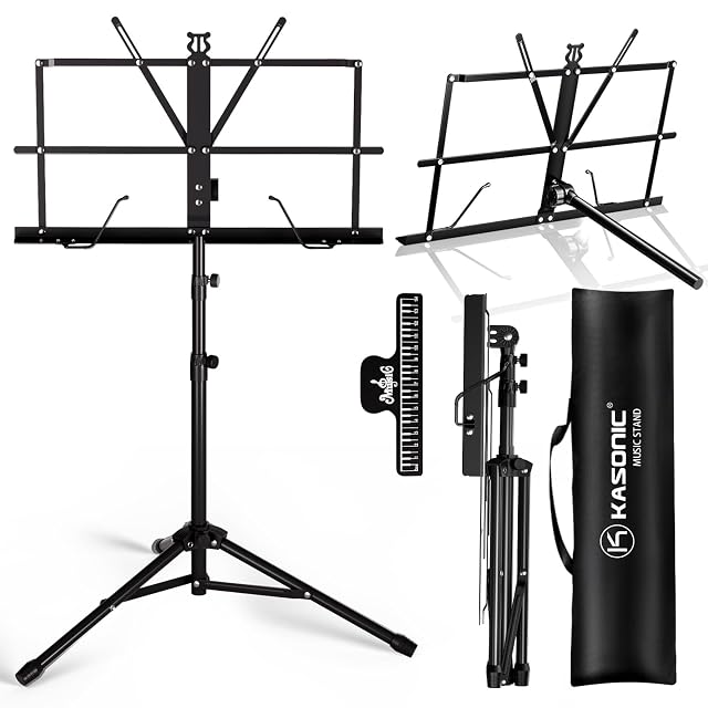 K KASONIC two-in-one folding music stand with carry bag