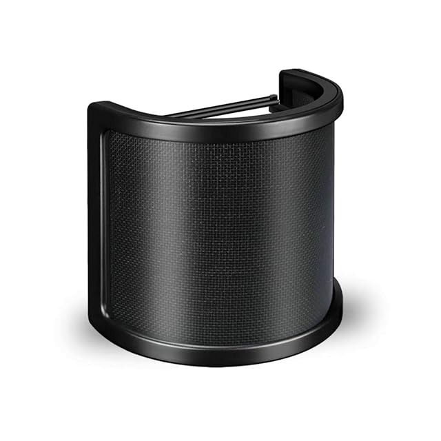 KayNicam three-layer pop filter cover on a microphone