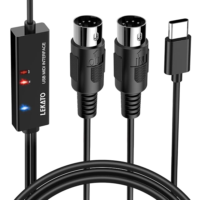 LEKATO MIDI to USB-C interface cable with status lights