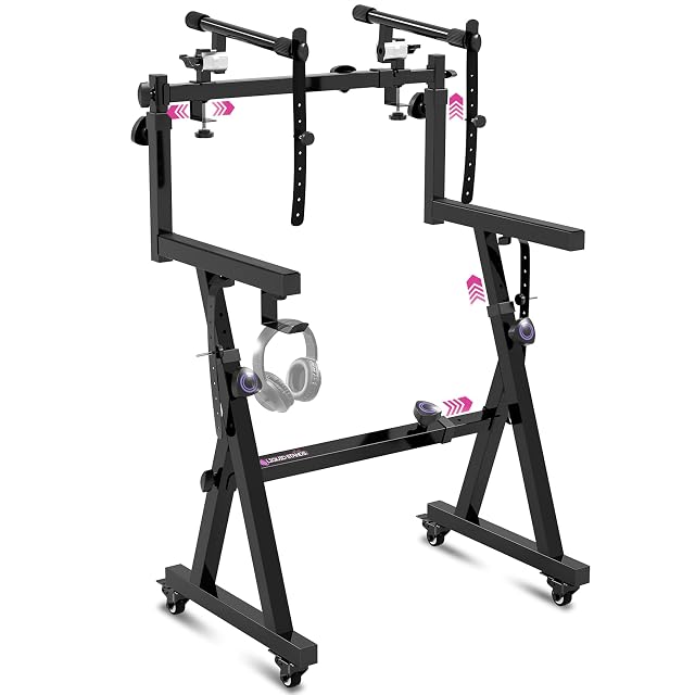 Liquid Stands dual-tier keyboard stand with wheels and second tier