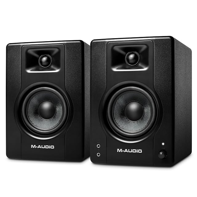 M-Audio BX4 desktop studio monitors, pair, with Kevlar woofers