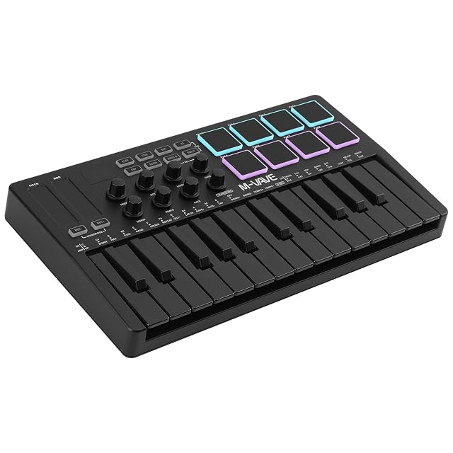 M-VAVE K5 25-key USB MIDI keyboard controller with backlit pads