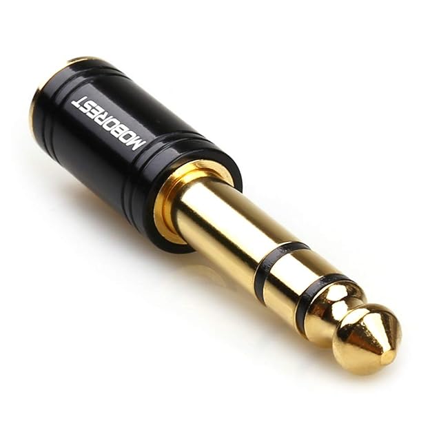 MOBOREST 6.35 mm to 3.5 mm black metal headphone adapter