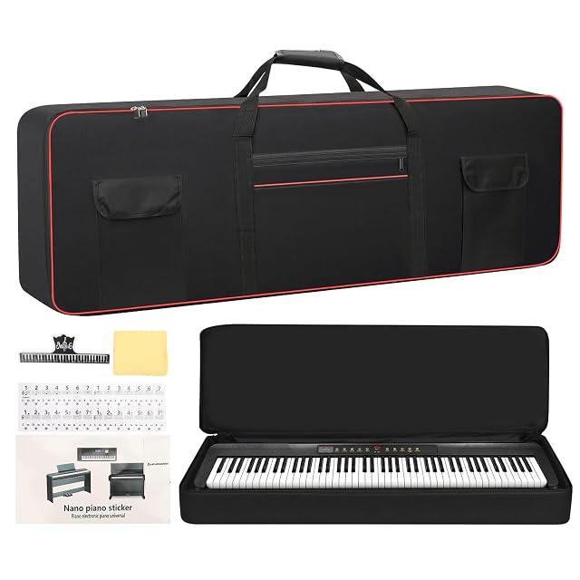MUINS 88-key keyboard case with backpack straps and front pockets