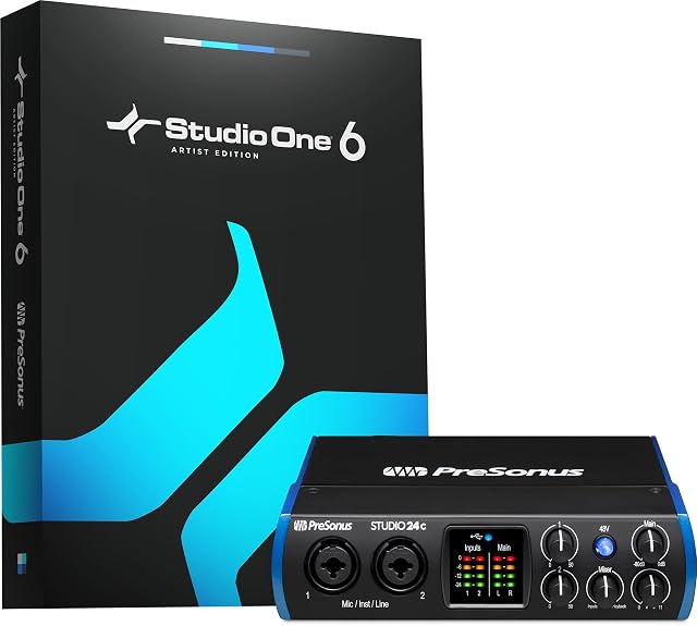 PreSonus Studio 24c USB-C audio interface, front panel