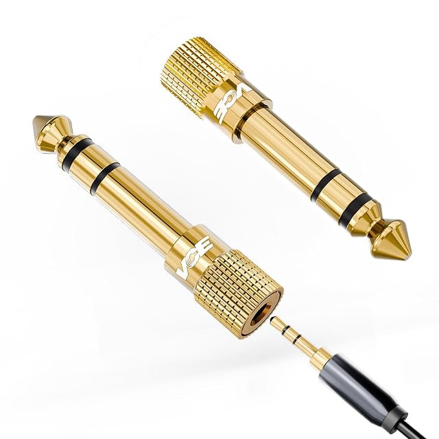 VCE pair of gold-plated 6.35 mm to 3.5 mm stereo adapters