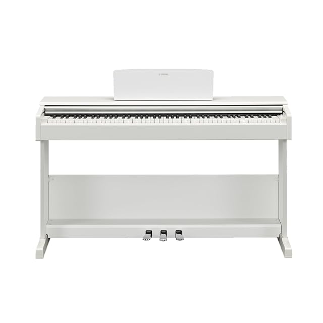 Yamaha ARIUS YDP-105 console digital piano in white with three pedals